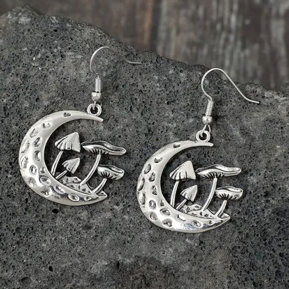 Bohemian mushroom drop earrings A328 - Picture 2 of 5